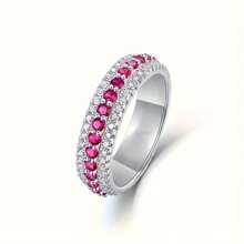 1 pieza Anillo de aleación coreano de estilo nuevo totalmente enjoyado de 3 hileras, joyería de moda hip hop de para hombres y mujeres, accesorio de joyería para fiestas/festivales