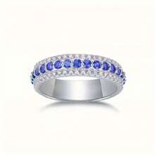 1 pieza Anillo de aleación coreano de estilo nuevo totalmente enjoyado de 3 hileras, joyería de moda hip hop de para hombres y mujeres, accesorio de joyería para fiestas/festivales