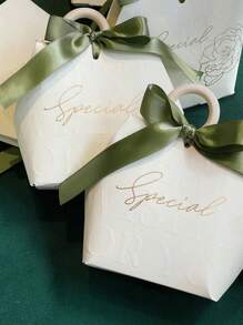 5PCS Gift Bag Wedding Favors Candy Box,For Mother's Day,Letter Graphic Bow Decor,Candy Gift Small Box Basket Jewelry Packaging Bags,Gift Wrapping Bag For Party,Gift For My Mother