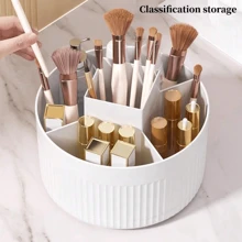 1pc 360° Rotatable Makeup Organizer Box, Storage For Cosmetics, Beauty Tools, Brushes & Nail Art - White - View 5