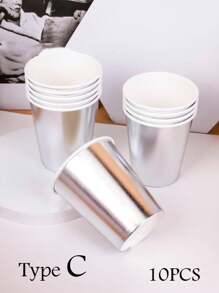 10 件金箔涂层一次性派对纸杯，适用于圣诞节和婚礼派对、招待朋友和家人、各种场合、圣诞节