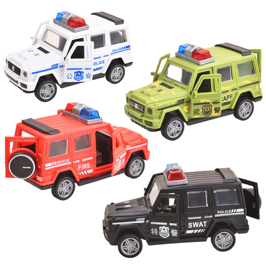 Juguete de coche de policía todoterreno con simulación de inercia para niños, serie de coches modelo, adornos, juguetes educativos y otros regalos festivos [Estilo aleatorio]