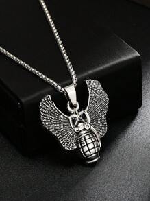 1 pièce Collier pendentif avec symbole d'aigle de forces spéciales à la mode, breloque de plume vintage, en acier de titane, sans décoloration, longue chaîne pour pull, cadeau d'anniversaire, bijoux, accessoires pour hommes et femmes, port quotidien - Multicolore - Voir 1
