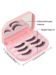 1 Pc Customized Name Women False Eyelash Case Organizer With Mirror Fake Eye Lash Storage Box Holder Protective Portable Beauty Tools With Name Customiz Personalized DIY Travel Accessories - Pink - View 2