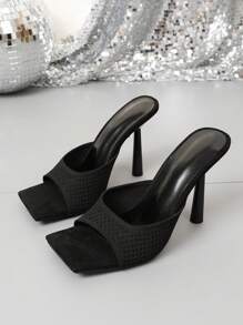 1 件时尚露趾高跟凉鞋 - 黑色 - 查看 2