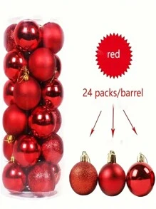 24 piezas/Caja Bolas de Navidad Mini de 4 cm/2.9 cm, Adornos colgantes a prueba de roturas para Navidad, cumpleaños, San Valentín, fiesta de bodas, hogar, oficina, exterior, árbol de Navidad, crear ambiente navideño, regalo de Navidad