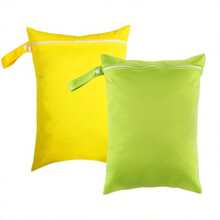 2 件可重复使用防水干湿袋，带拉链，适用于尿布、泳装、湿衣服、旅行、海滩、泳池、日托 - 彩色 - 查看 15