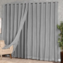 Linen Gauze Voile Curtain With Microfiber Lining 3.00 X 2.50 High Standard - Grey - View 2