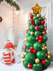 83 件圣诞乳胶气球套装，包括金色星星气球装饰、绿色红色金色气球，适合圣诞派对装饰 - 彩色 - 查看 1