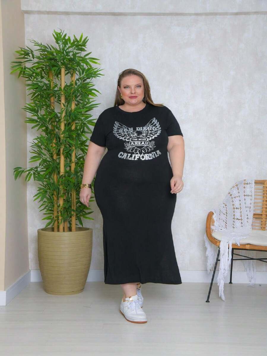 WOMEN'S PLUS SIZE CALIFORNIA DRESS! - màu đen - Xem 1