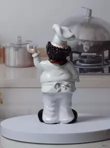 1 件厨师唱歌雕像，适合家庭、厨房和餐厅装饰生日毕业厨房装饰最佳礼物 - 白色 - 查看 4