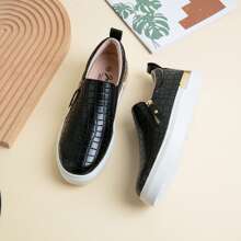 Comfyshoes Women's Fashion Sneakers, Casual Slip On Sneakers, Arch Support Walking Shoes For Women - cá sấu đen - Xem 2