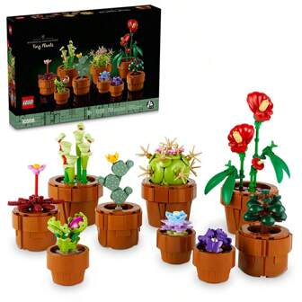 LEGO Colección de pequeñas plantas artificiales en 9 macetas de terracota constructibles, colección de plantas, accesorios de decoración del hogar, proyectos DIY divertidos para ella, él, esposa o esposo