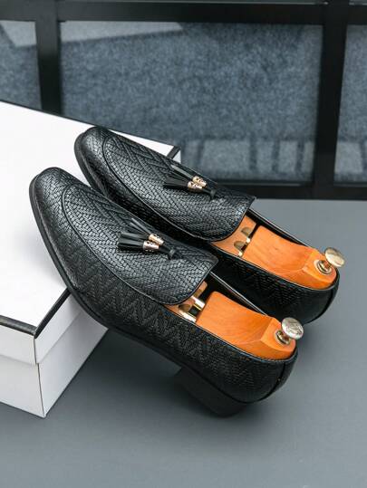 New Men's Loafers, Fashion Low-Top, Patchwork Tassel Decor, Pointed Toe, Soft Sole, Breathable, Slip-On, Casual Shoes, Suitable For Party, Wedding, Graduation,