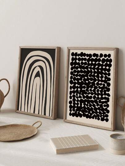 2入組不含框的帆布海報,現代藝術,抽象的中世紀線條藝術海報,抽象的幾何黑色米白色牆面帆布畫,是臥室、客廳、走廊的理想禮物,是牆壁藝術、牆壁裝飾、冬季裝飾、房間裝飾。