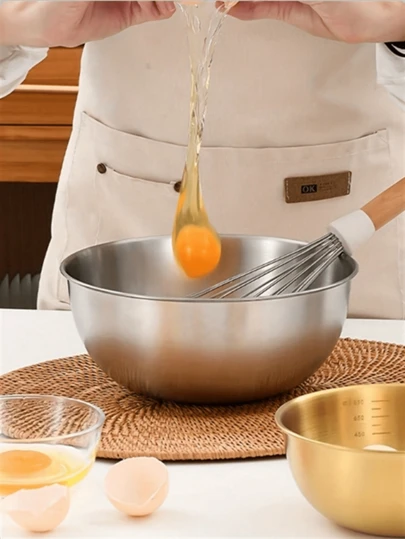 4件套/1件不锈钢砧板/金色、银色、白色和黄色可选，适用于家庭厨房，可用于清洗蔬菜、搅拌鸡蛋、制作凉拌菜或炖菜，带直边和平底。