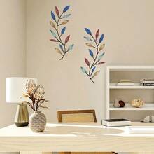 2 chiếc lá kim loại trang trí tường cành ô liu lá cây nghệ thuật treo tường, trang trí tường, mới lạ và thú vị, lá cây ô liu lá cây chim và các đồ trang trí tường bằng kim loại khác, kết cấu kim loại, không dễ bị hư hỏng - BG-002-F - Xem 3