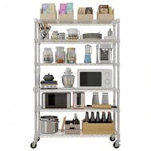 6-Tier Disassembly And Free Assembly NSF-Certified Steel Wire Shelving With Wheels - Silver - View 9