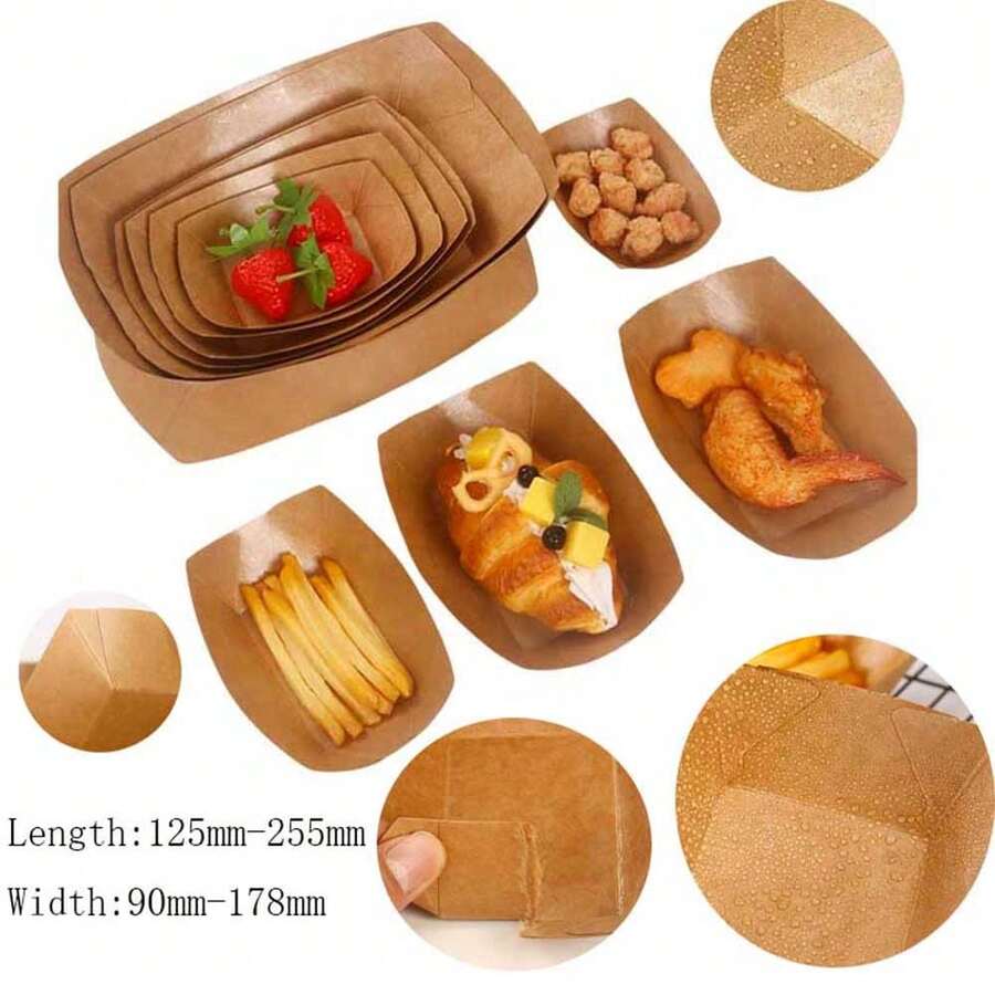 10 件装牛皮纸炸鸡盒一次性食品托盘适用于炸薯条、洋葱圈和其他小吃促销