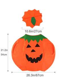 3pcs Set Pumpkin Costume - Pumpkin Hat, Trick Or Treat Bag, And Outfit For Halloween Celebrations And Performances