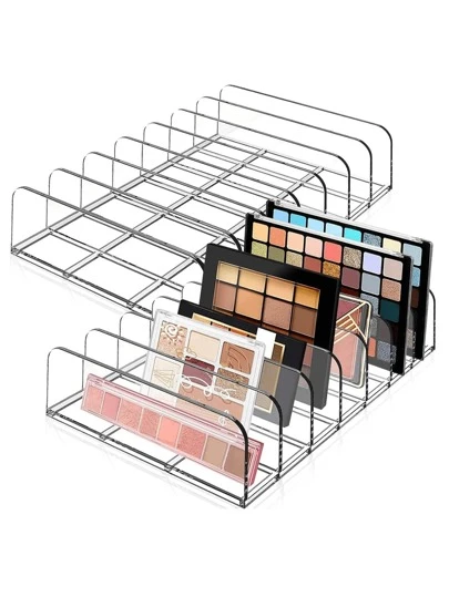 1/2 Pieces Eye Shadow Palette Makeup Storage Box, Transparent Cosmetics Storage Box, Suitable For Dressing Table, Dressing Table, Bathroom Table, Cabinet, 7 Compartments, Room, Home, Bedroom, Bathroom, House, Pink Room, Living Room Decoration, Travel Supplies, Gift Bag, For Mother, Father, Man, Friend, Teacher, Birthday, Wedding, Table, Shelf, Accessories,