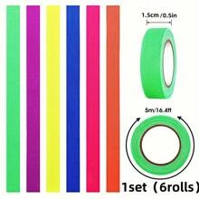6 Streifen Neon-Klebeband, 6 Farben, fluoreszierendes Band, Neon-farbene Party-Dekoration, Halloween, Handwerksarbeiten, Legeband
