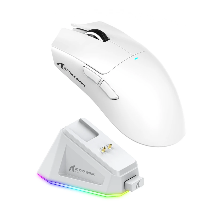 ATTACK SHARK X11 Gaming Mouse with Magnetic Charging Dock, PixArt PAW3311 Gaming Sensor, BT/2.4G Wireless/Wired Gaming Mouse, 22000 dpi, Office Mice Gamer Mice for Win11/Xbox/PS4/5 - Blanco - Ver 1