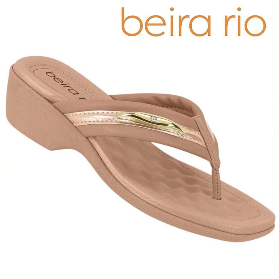 Beira Rio Original Comfort Spur Sandal Clog Plantar Fasciitis Spur Flip Flop Mid Heel - 裸色-玫瑰金 - 查看 1