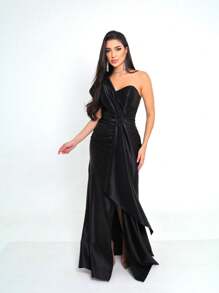 One Shoulder Mermaid Dress - màu đen - Xem 1