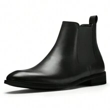 Leather Chelsea Boots Men Dress Boots Ankle Slip On Boots Waterproof - màu đen - Xem 1