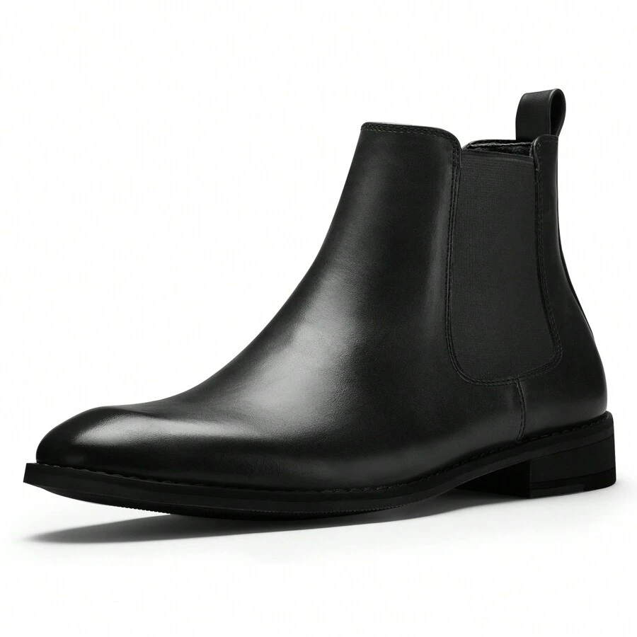 Leather Chelsea Boots Men Dress Boots Ankle Slip On Boots Waterproof - màu đen - Xem 1