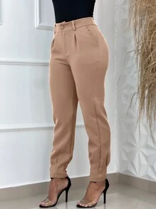 Tailored Pants Tile Women's Pants Formal Pants Pants Blogger Fashion Look Suit Pants Fashion - Beige - View 3