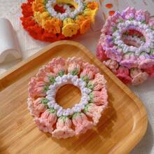 1 Stück Herbst- und Winter-Handgehäkelter Scrunchie Woll-Haargummi, gestrickter Haargummi-Wärmer, Haarschmuck für Frauen, Haargummis, Haargummis für Zöpfe, Haargummis, Haargummis, Haargummis, Haargummis