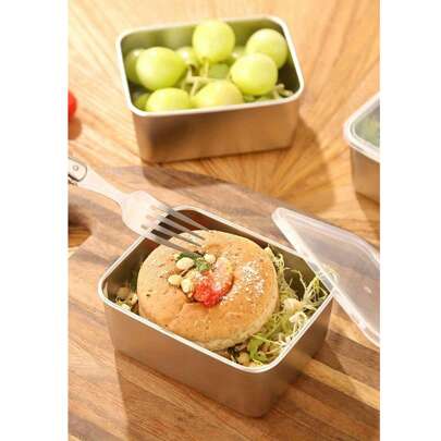 3/5pcs Food Containers With Lids, Kitchen Stainless Steel Meal Prep Box, Refrigerator Fresh-Keeping Box, Hot Pot Vegetable Prep Box, Cooking Picnic Camping Box, Multifunctional Dinner Plate, Picnic Camping Travel Essentials, For Office