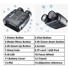 1 Set Qpingan 2.5K Night Vision Goggles With 10X Digital Zoom, Long Infrared Viewing Distance At Night, Support Image Video Recording For Hunting And Camping (Built-In Rechargeable Battery) - 黑色 - 查看 9