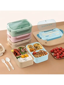 1 Stück 1200ml Erwachsenen Bento Box mit Besteck und auslaufsicherem Deckel, 3 Fächer Lunch Behälter Schulbedarf, Schulanfang (Geschirr, Lunchboxen und Aufbewahrungstaschen können zum Kauf ausgewählt werden)