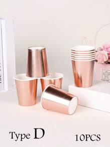 10 件金箔涂层一次性派对纸杯，适用于圣诞节和婚礼派对、招待朋友和家人、各种场合、圣诞节