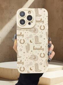 Women's Western Cowboy Hat & Boot Pattern Liquid Silicone Shockproof Anti-Fall Soft Rubber Full Body Protection Phone Case Compatible With IPhone 11/12/13/14/15, 15Pro/15Plus/15ProMax, 7Plus/8Plus/X/XS Max/XR, 11Pro/12Pro/13Pro/14Pro, 12Mini/13Mini, 11ProMax/12ProMax/13ProMax/14ProMax/14Plus, 6/6S/6Plus/7/8/SE, Compatible With Galaxy A54/A14/A12/A13/A15/A32/A33/A24/A52S/S20/S21/S22/S23/S24/S23Plus/S24Ultra Waterproof Scratch Resistant - Multicolor - View 1