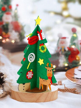 1pc Diy Felt Christmas Tree Ornament Kit - Modern Polyester, Handcrafted Mini Tabletop & Window Decor For Holiday Cheer Holiday Decorations Holiday Decor