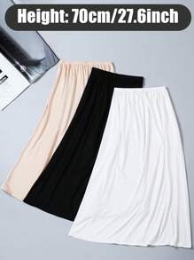 3pcs/1pc Women's Waist Cincher Anti-Static Anti-Light Inner Lining Lace Decor Long Midi-Length Skirt Slip, Elastic And Adjustable Waistband, Multiple Colors & Sizes (One Size Fits All) Valentine's Day Summer, School Fall, Autumn, Halloween