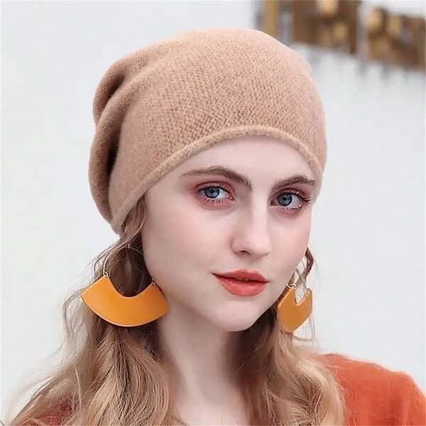 1 pieza Gorro de punto cálido y holgado elástico y a la moda, gorro térmaico liviano y suave para otoño/invierno, cómodo gorro de calavera versátil para uso diario, gran regalo para amigos y familiares