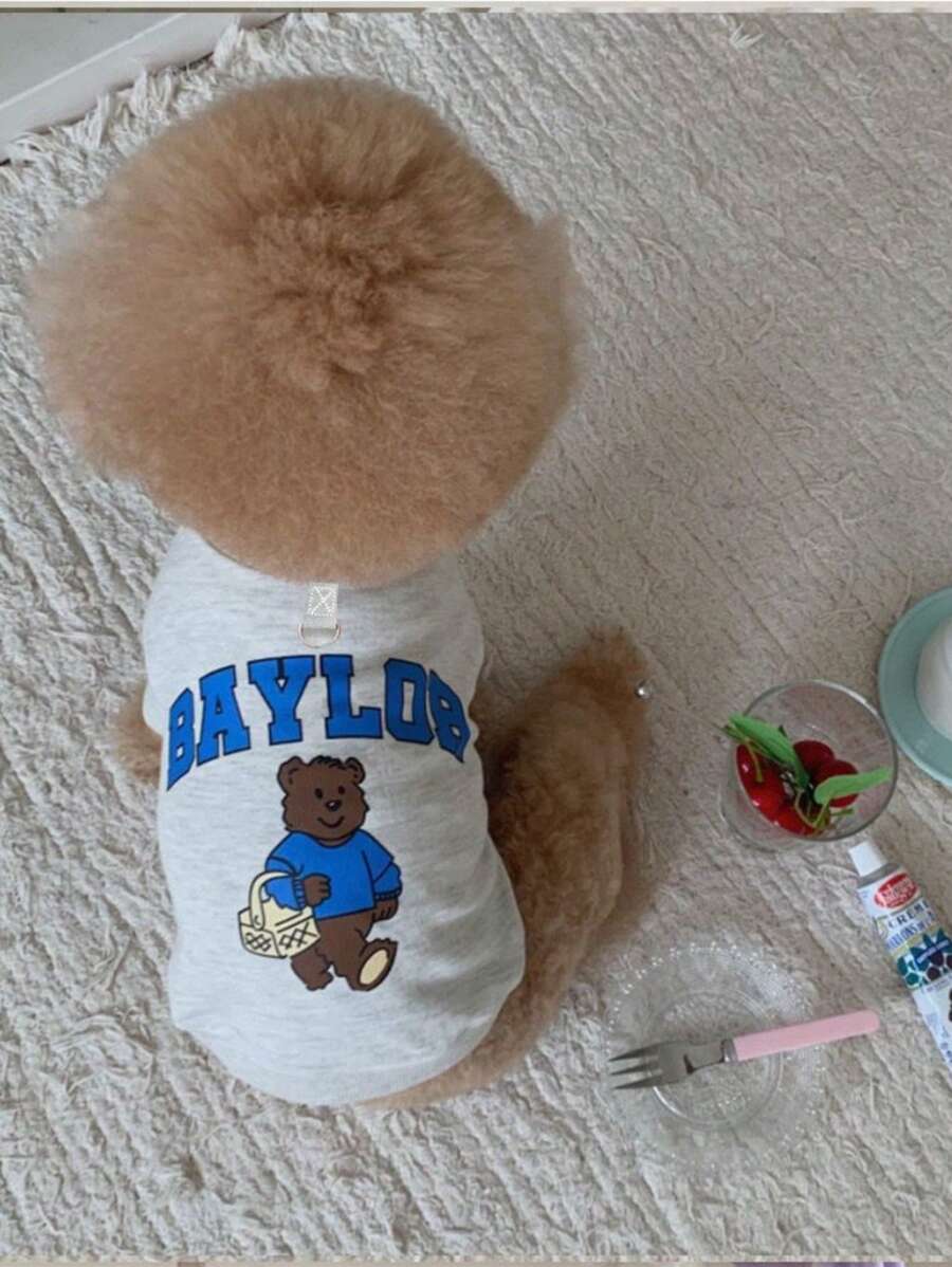 韩版秋冬季宠物猫狗卫衣，适合贵宾犬、比熊犬、马耳他犬 - 灰色 - 查看 1