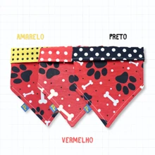 Red Double-Sided Pet Bandana With Bones/Paws For Dogs And Cats - Red - View 1