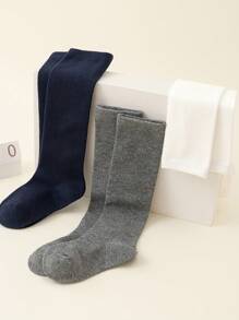 4 双儿童袜子，黑色/灰色/白色/海军蓝，吸湿排汗，腿部保暖，适合运动鞋，秋冬季，男女通用 - 彩色 - 查看 3
