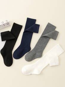4 双儿童袜子，黑色/灰色/白色/海军蓝，吸湿排汗，腿部保暖，适合运动鞋，秋冬季，男女通用 - 彩色 - 查看 6