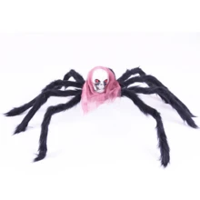 1 件万圣节巨型蜘蛛装饰，逼真的大毛蜘蛛恐怖毛茸茸的蜘蛛道具，适用于室内室外庭院派对万圣节装饰 - 黑色 - 查看 1