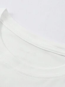 Customized Pattern Women Loose Casual T-Shirt, Personalized Photo Printing, Upload Your Selfie/Group Photo/Friends, Designed For Birthday/Holiday/Anniversary, Women White Tee, Spring/Summer Loose Short Sleeve Top, Holiday Gift, Spring/Summer Clothing, Special Gift, Creative Gift, Couple/Best Friend Matching - White - View 5