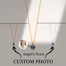 1pc Custom Photo Bubble Projection Necklace Angel's Tears Stainless Steel Pendant Personalized Picture Inside Necklace Mother's Day Gift - Infinite Love - View 2