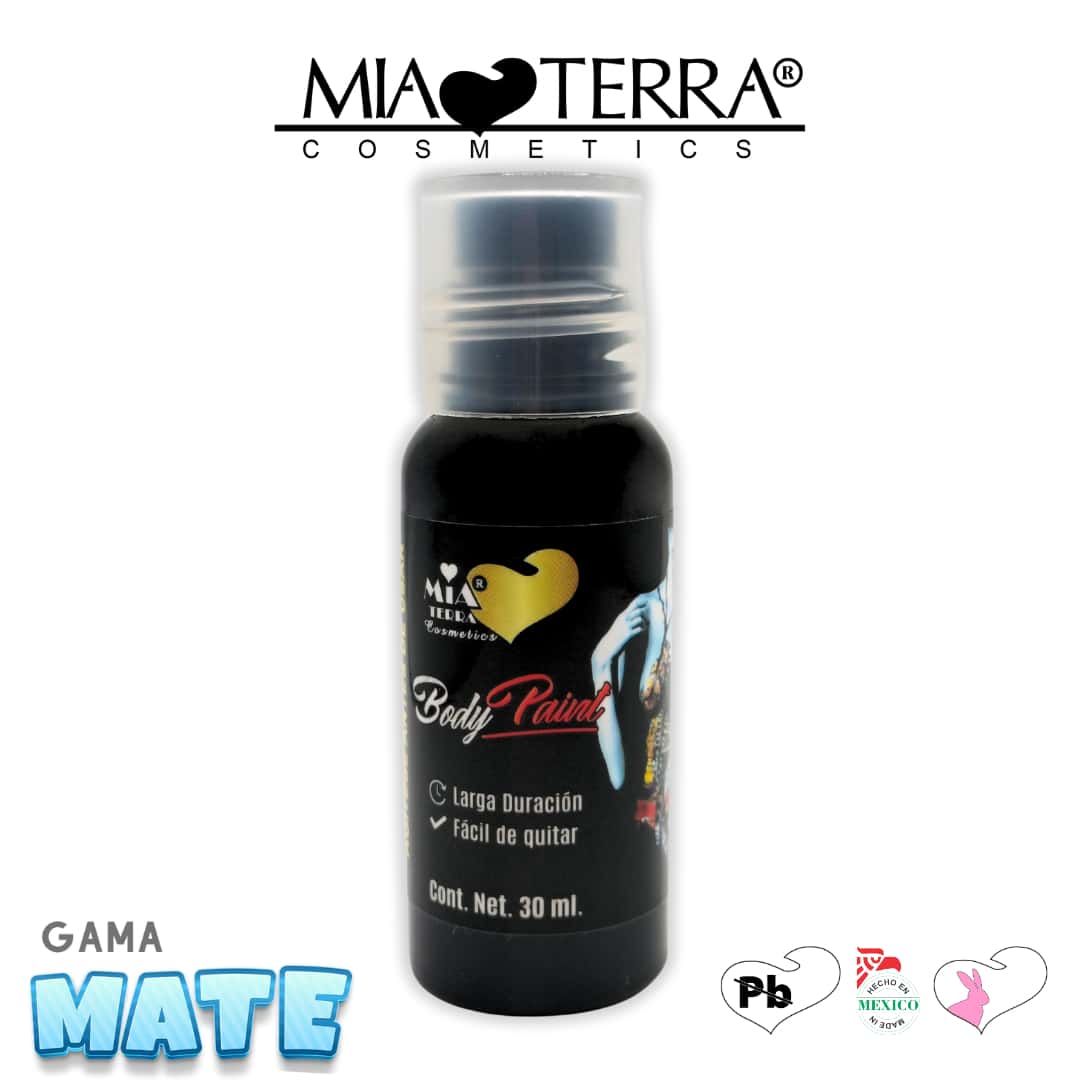 MIA TERRA COSMETICS MATTE WATER-BASED LIQUID BODY PAINT - MATT BLACK - View 1