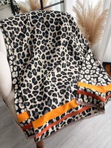 1pc Women's Imitation Cashmere Flower Jacquard Warm Scarf Shawl Suitable For Daily Use In Autumn And Winter EleganLeopard Print